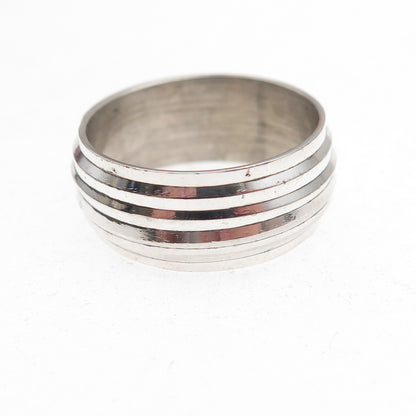 Sezgin 925 Sterling Silver Ribbed Band Ring Size 6.75