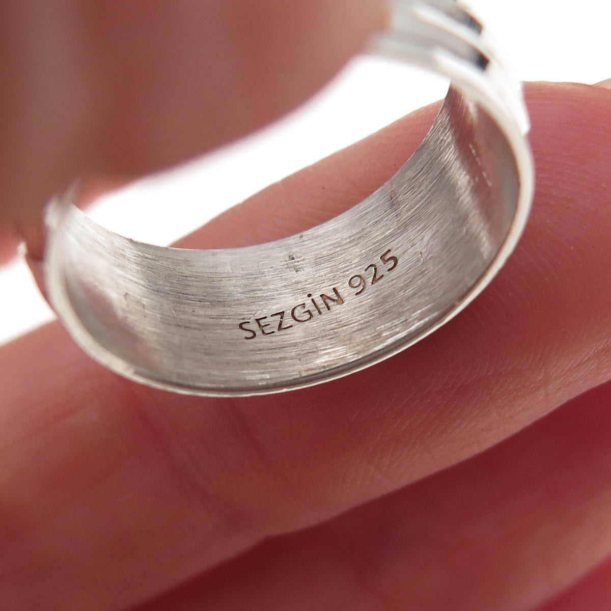 Sezgin 925 Sterling Silver Ribbed Band Ring Size 6.75