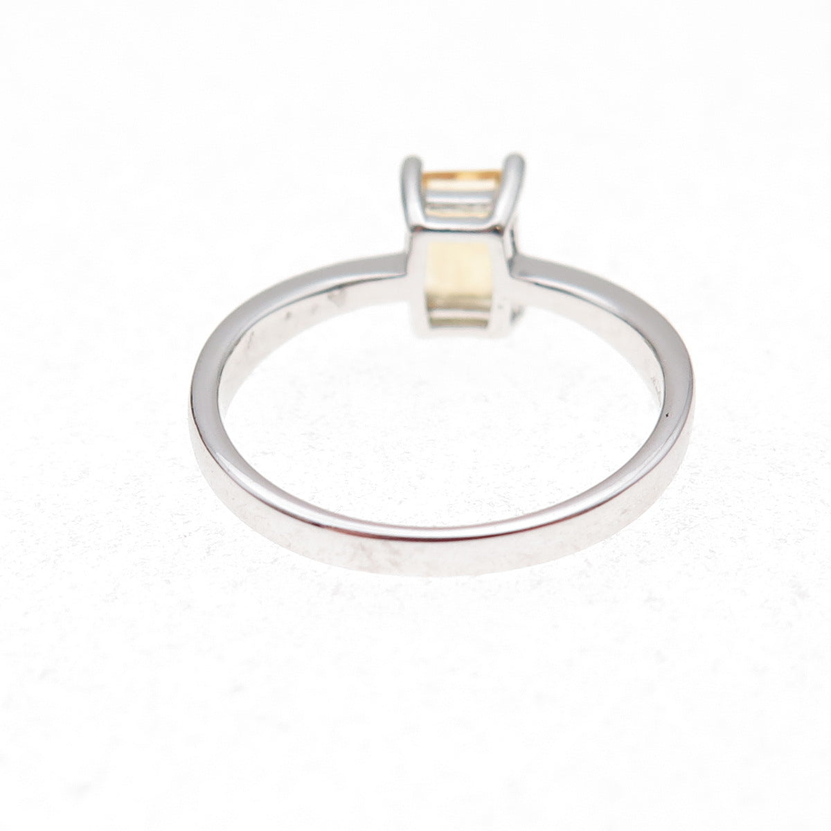 925 Sterling Silver Mexico Real Emerald-Cut Citrine Ring Size 7