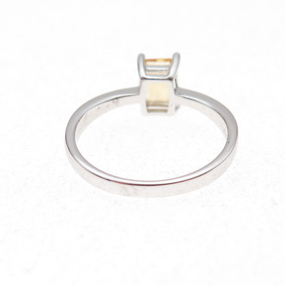 925 Sterling Silver Mexico Real Emerald-Cut Citrine Ring Size 7