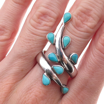Dominique Dinouart Sterling Silver Vintage Mexico Real Turquoise Ring Size 9.25