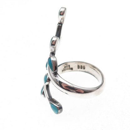 Dominique Dinouart Sterling Silver Vintage Mexico Real Turquoise Ring Size 9.25