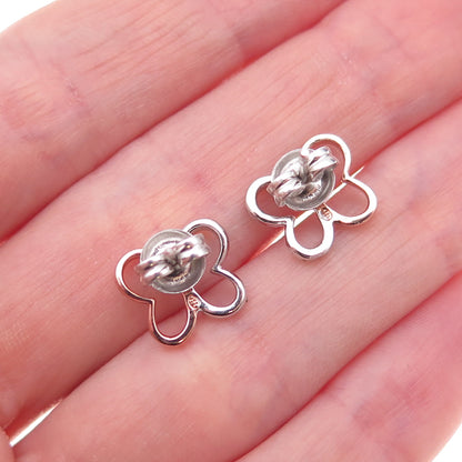 Heng Ngai 925 Sterling Silver 2-Tone Real Diamond Butterfly Stud Earrings
