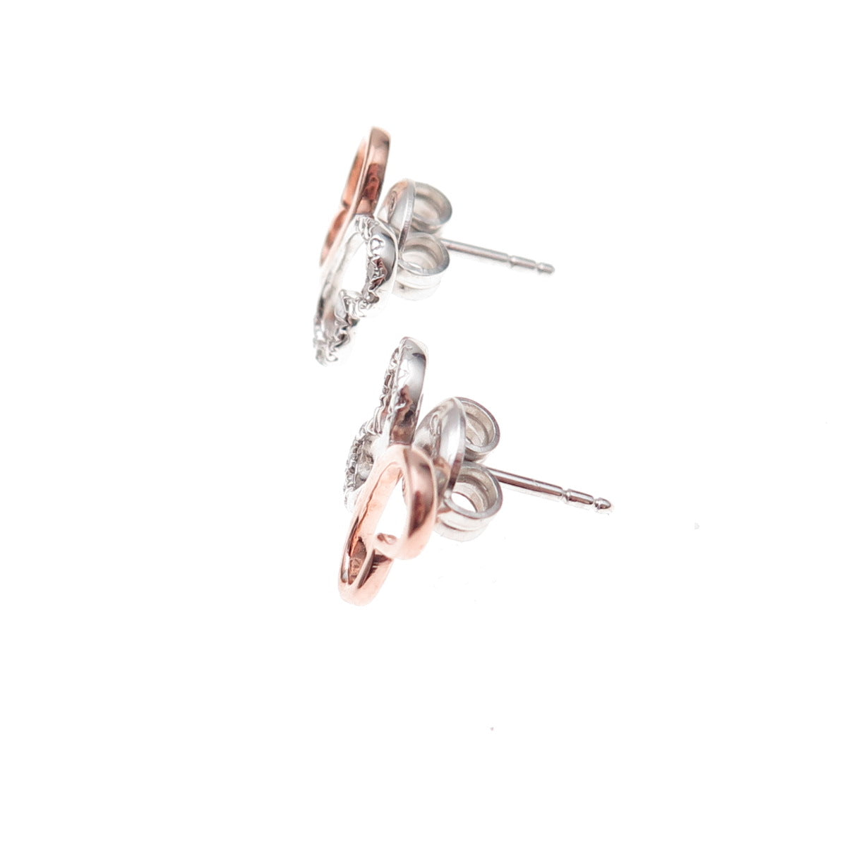 Heng Ngai 925 Sterling Silver 2-Tone Real Diamond Butterfly Stud Earrings