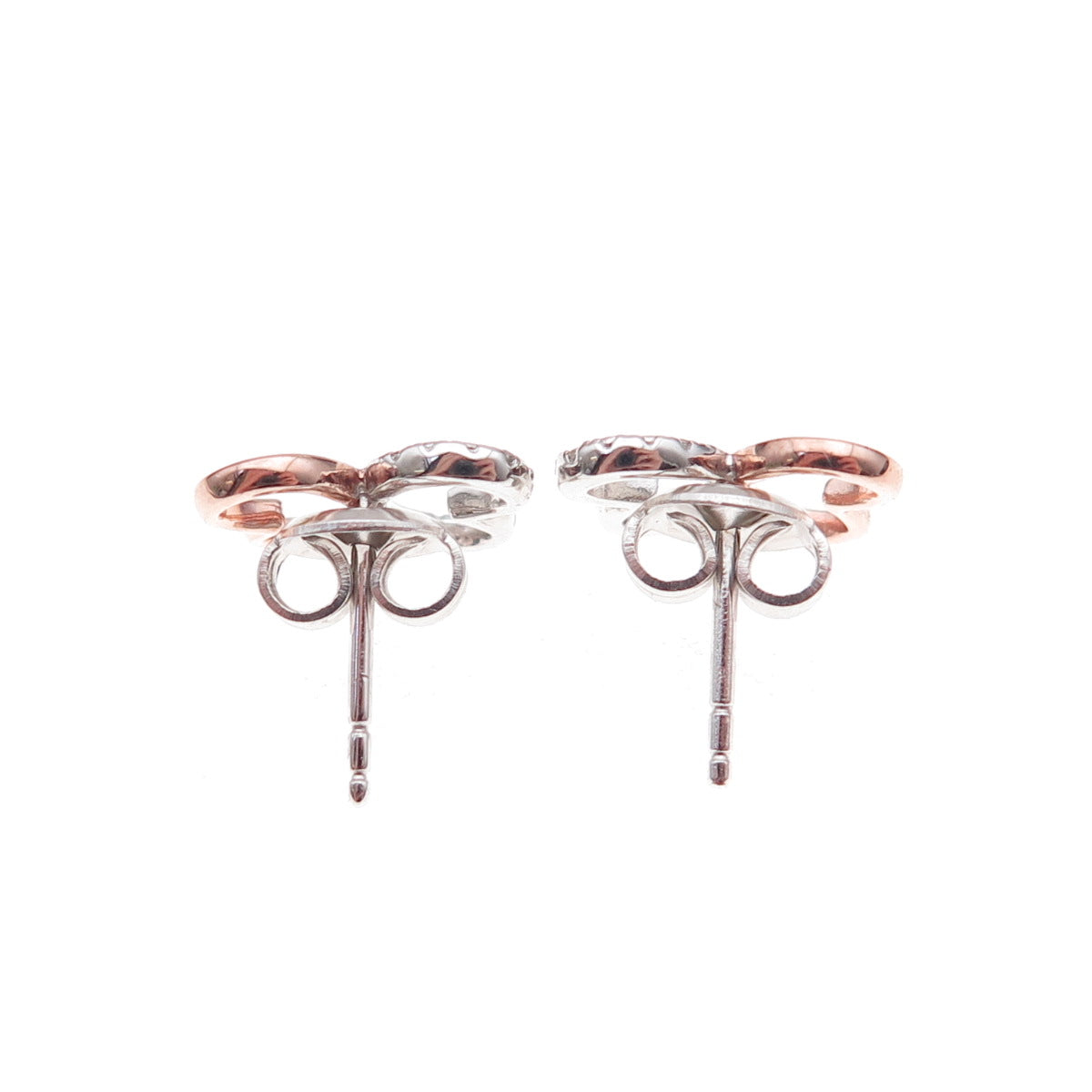 Heng Ngai 925 Sterling Silver 2-Tone Real Diamond Butterfly Stud Earrings