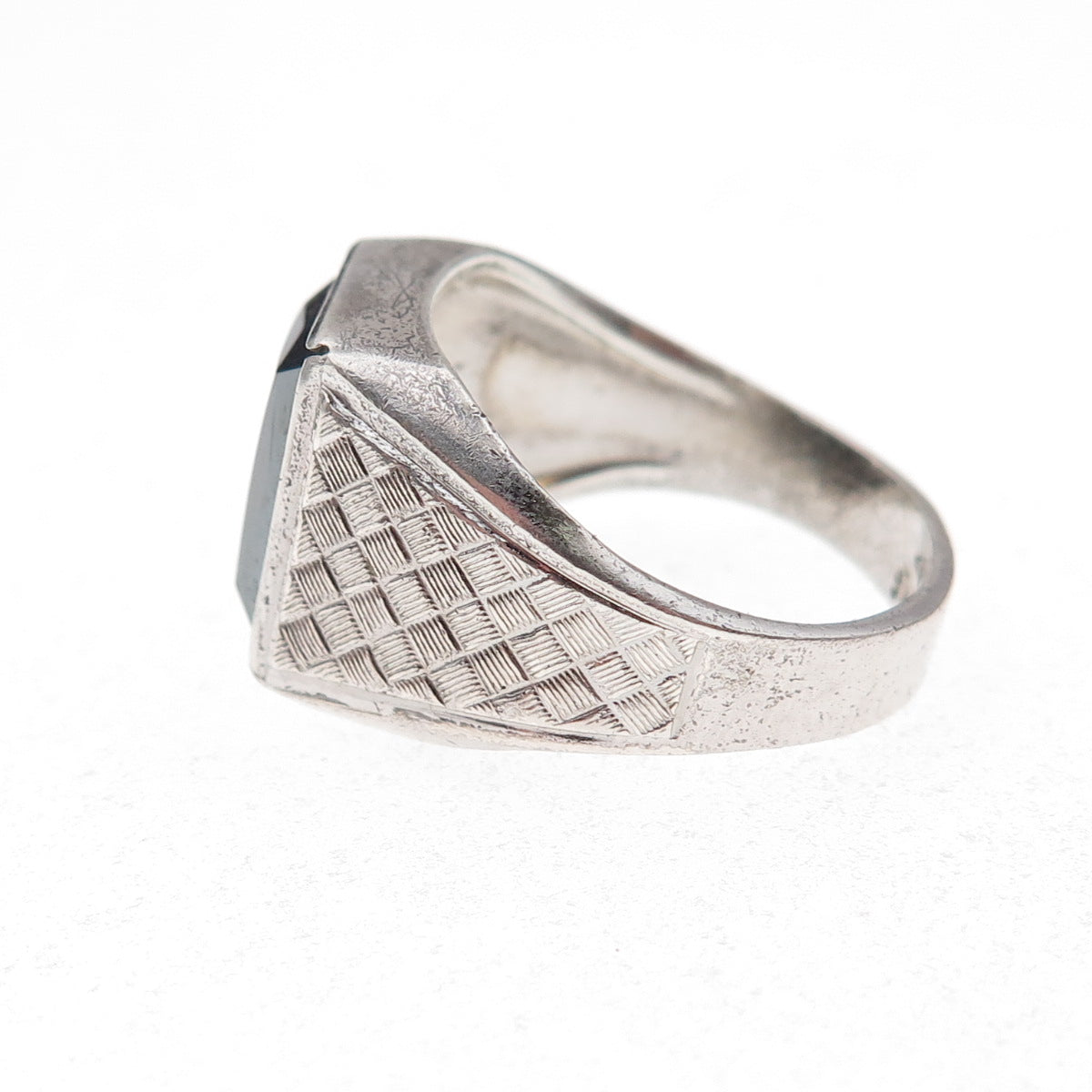 Clark & Coombs 925 Sterling Silver Antique Art Deco Real Hematite Ring Size 9