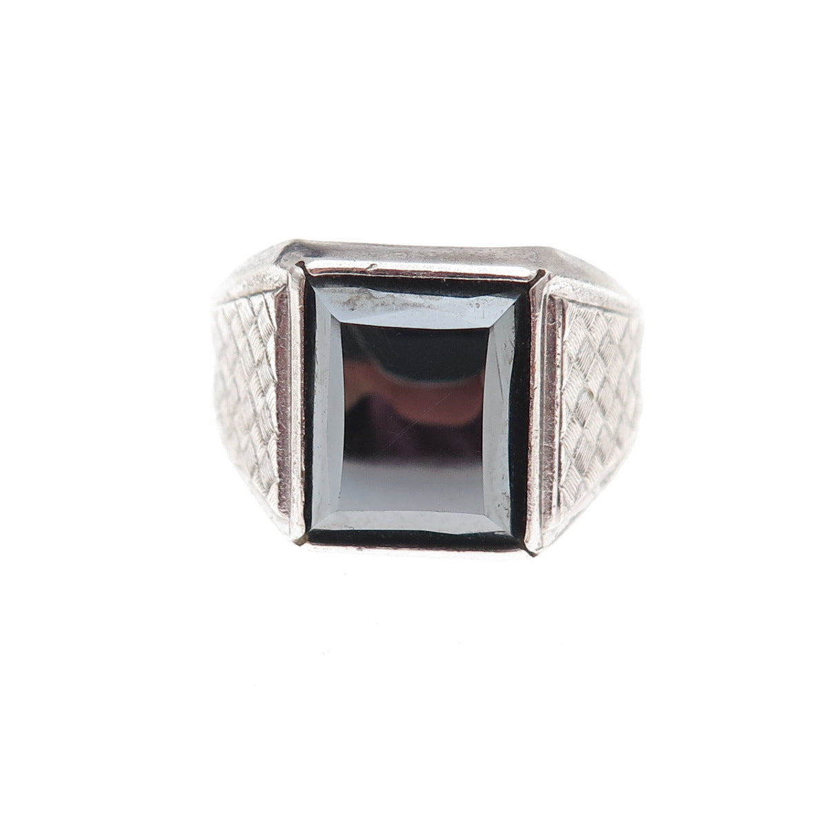 Clark & Coombs 925 Sterling Silver Antique Art Deco Real Hematite Ring Size 9
