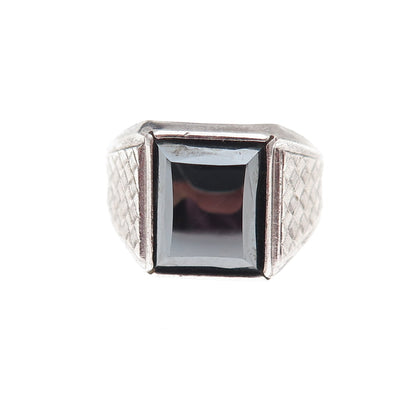 Clark & Coombs 925 Sterling Silver Antique Art Deco Real Hematite Ring Size 9