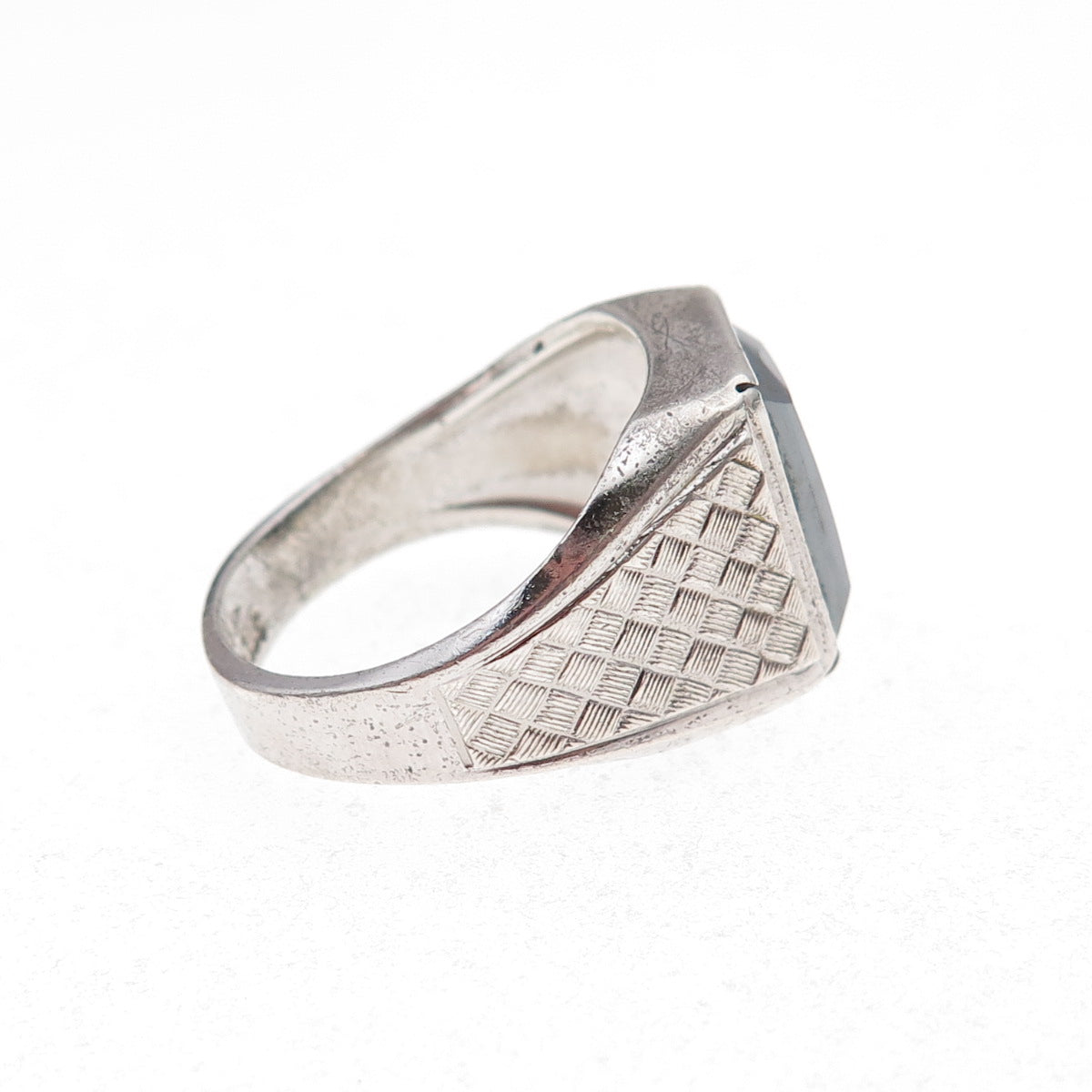 Clark & Coombs 925 Sterling Silver Antique Art Deco Real Hematite Ring Size 9
