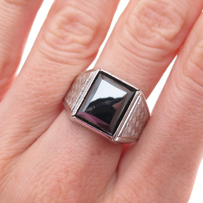 Clark & Coombs 925 Sterling Silver Antique Art Deco Real Hematite Ring Size 9