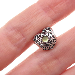 Pandora 925 Sterling Silver Real Peridot August Birthstone Heart Slide Charm