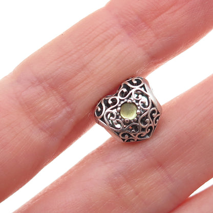 Pandora 925 Sterling Silver Real Peridot August Birthstone Heart Slide Charm