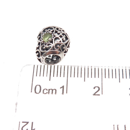 Pandora 925 Sterling Silver Real Peridot August Birthstone Heart Slide Charm