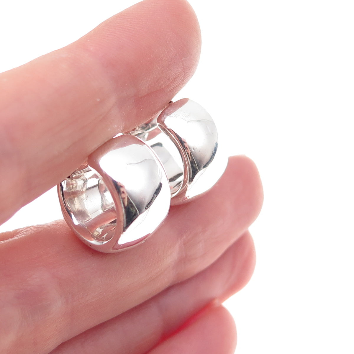925 Sterling Silver Vintage Wide Hoop Earrings