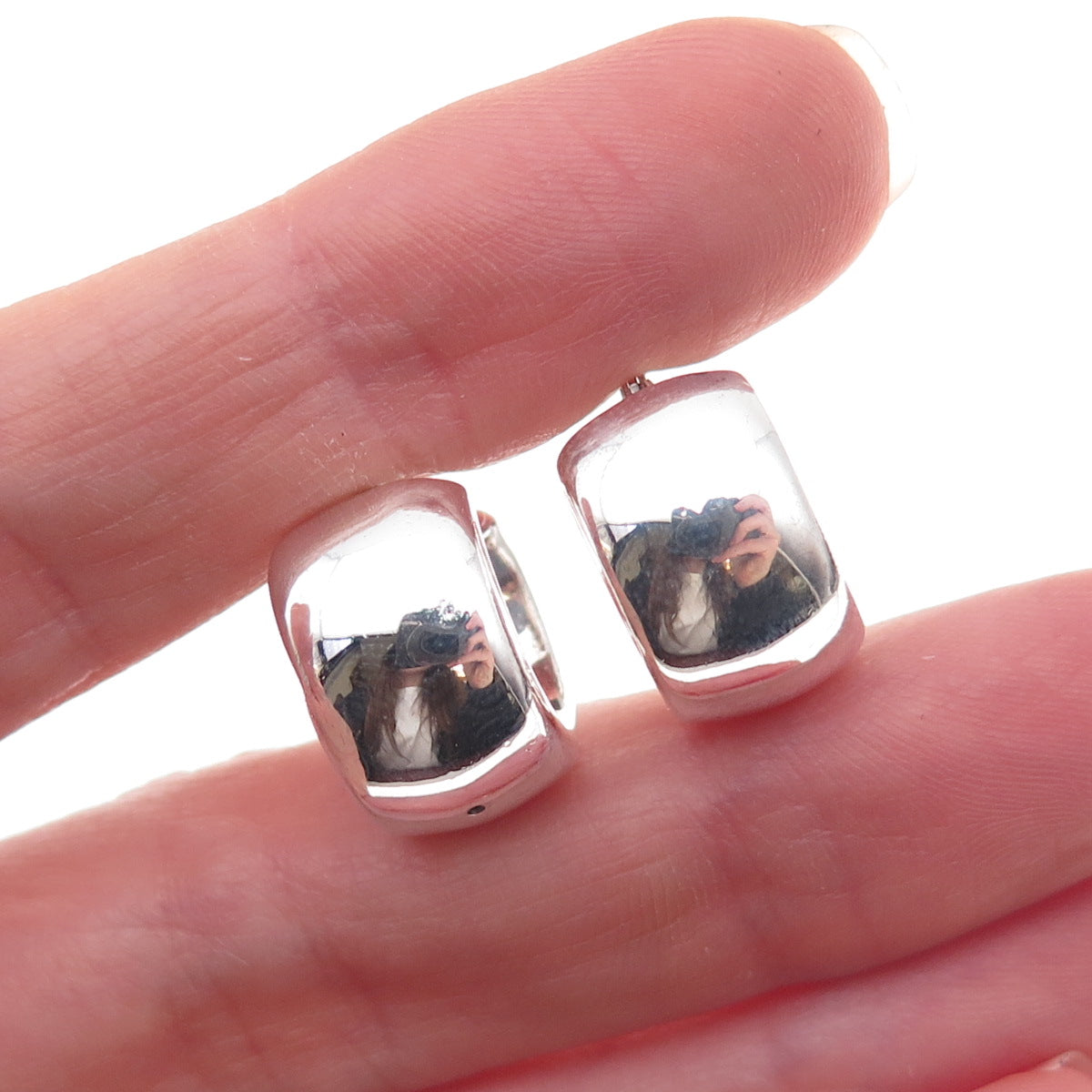 925 Sterling Silver Vintage Wide Hoop Earrings