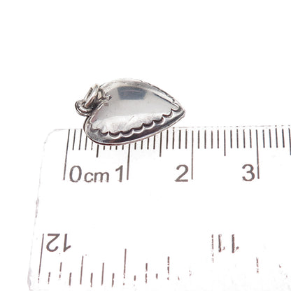 925 Sterling Silver Antique Art Deco Heart Chatelaine Oxidized Charm Pendant