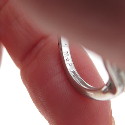 925 Sterling Silver 14K Gold Real Diamond Bypass Ring Size 7.25