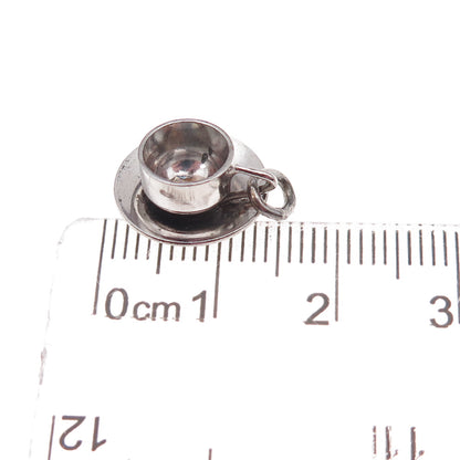 Wells 925 Sterling Silver Antique Art Deco Tea Set Oxidized 3D Charm Pendant