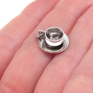 Wells 925 Sterling Silver Antique Art Deco Tea Set Oxidized 3D Charm Pendant