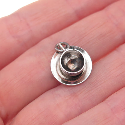 Wells 925 Sterling Silver Antique Art Deco Tea Set Oxidized 3D Charm Pendant