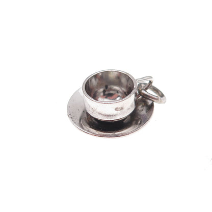 Wells 925 Sterling Silver Antique Art Deco Tea Set Oxidized 3D Charm Pendant