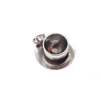 Wells 925 Sterling Silver Antique Art Deco Tea Set Oxidized 3D Charm Pendant