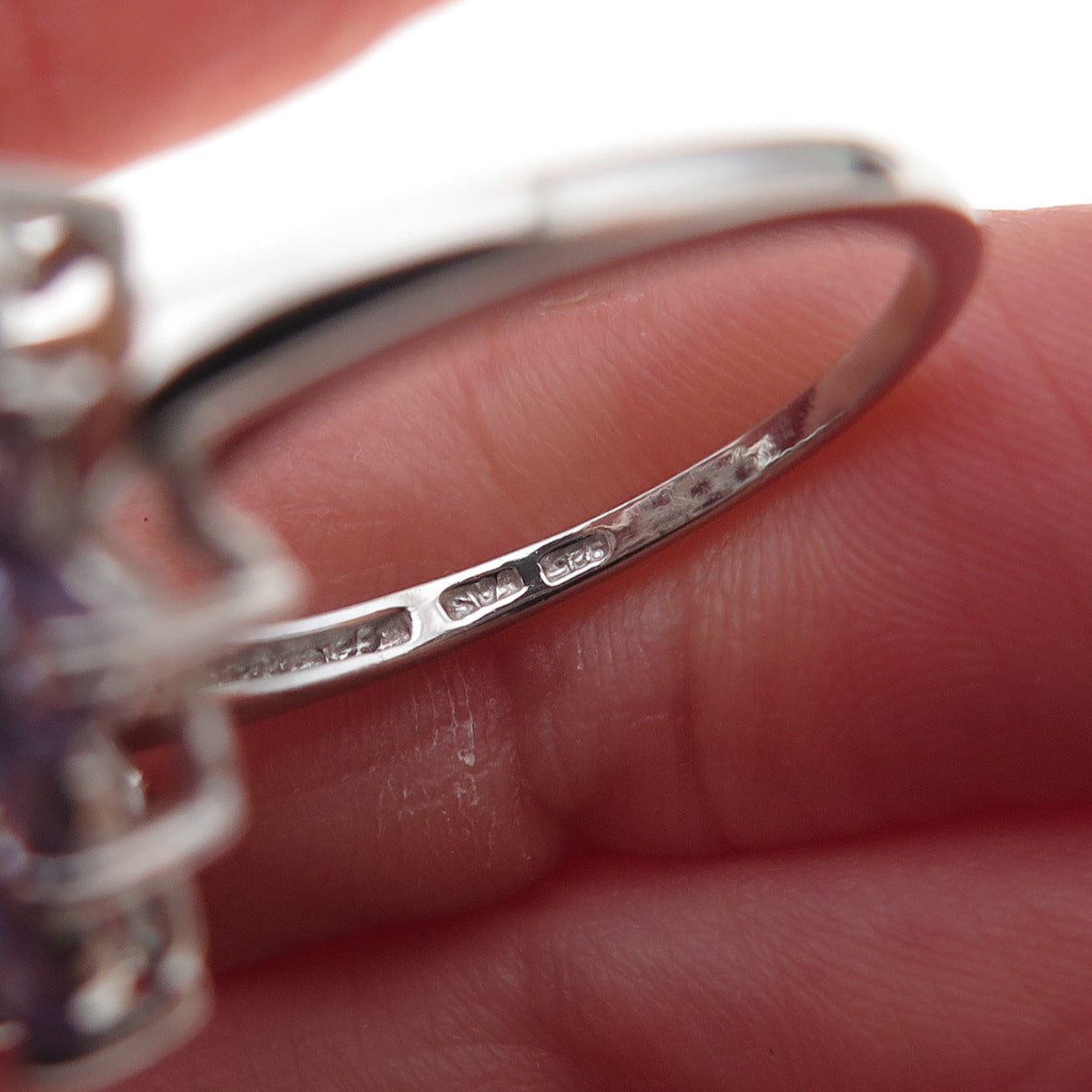 925 Sterling Silver Real Round-Cut Tanzanite Floral Ring Size 8