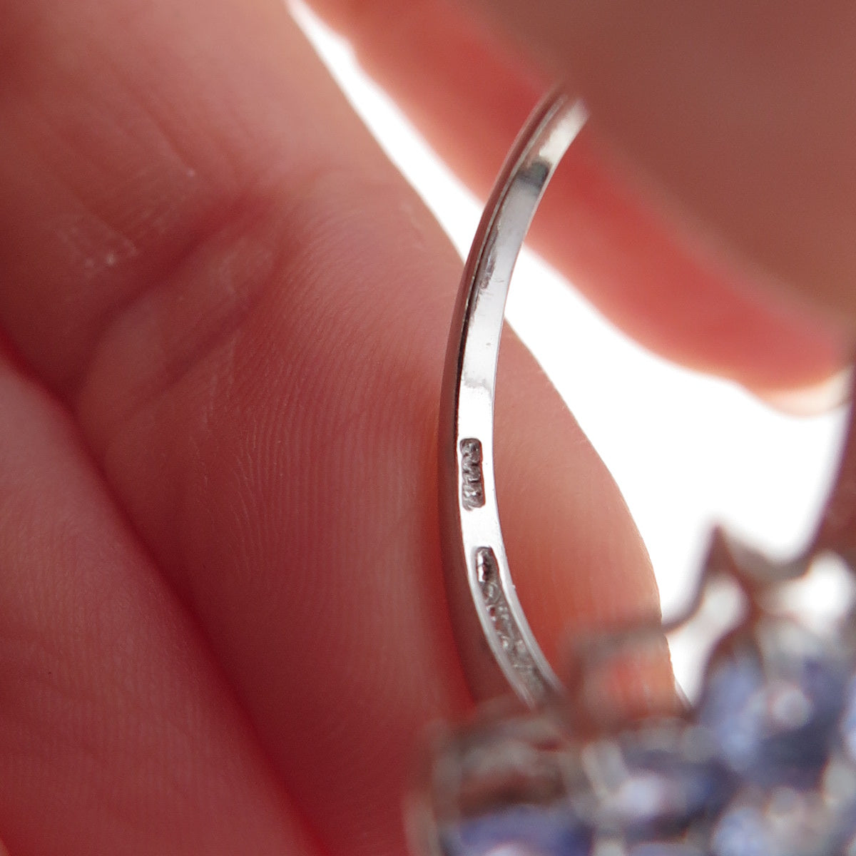 925 Sterling Silver Real Round-Cut Tanzanite Floral Ring Size 8