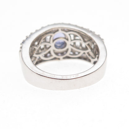 Chuck Clemency 925 Sterling Silver Real Tanzanite & White Topaz Ring Size 8.25