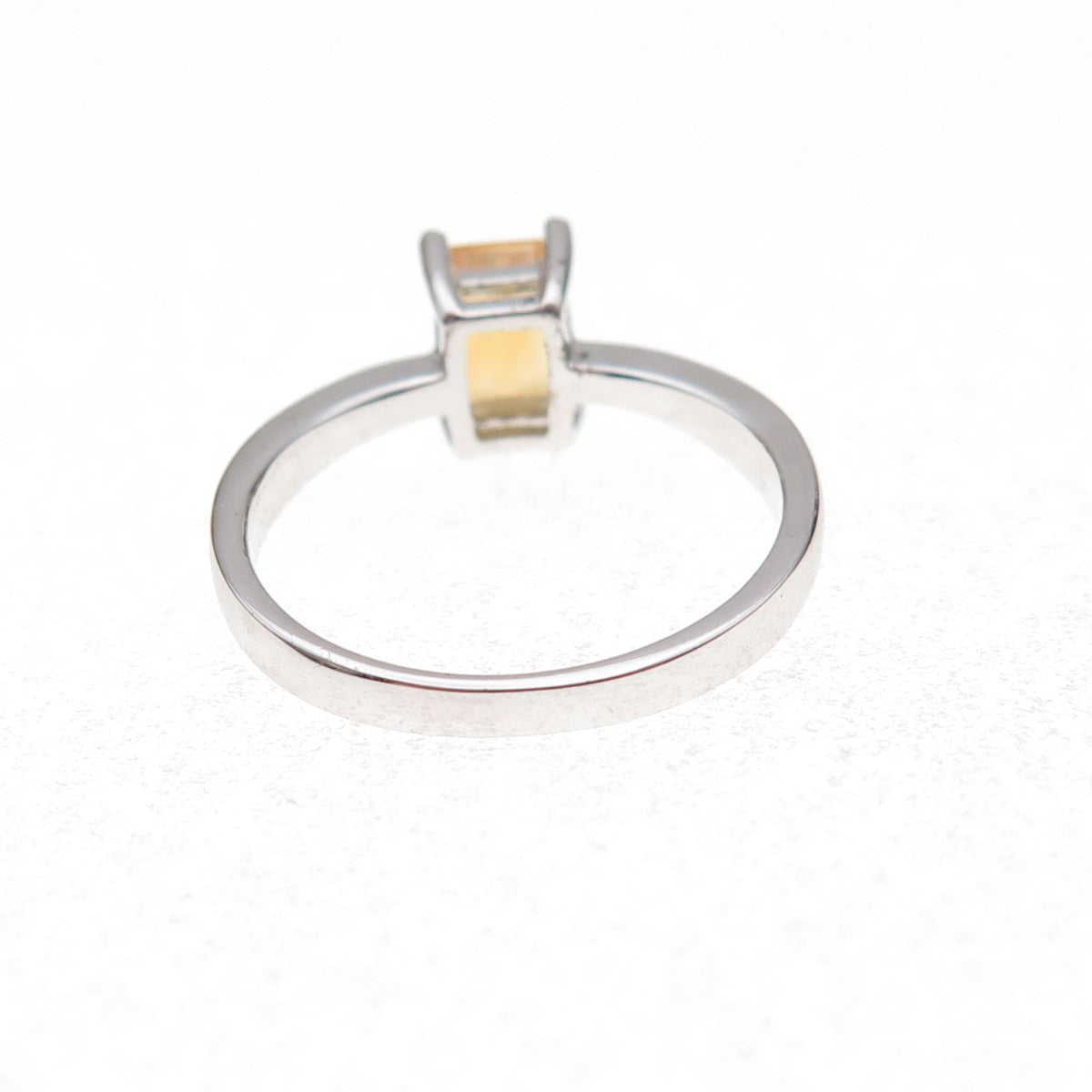 925 Sterling Silver Mexico Real Emerald-Cut Citrine Ring Size 7