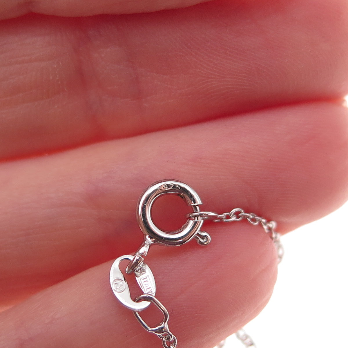 925 Sterling Silver Real Diamond Heart Baby Shoe Cable Chain Necklace 18"