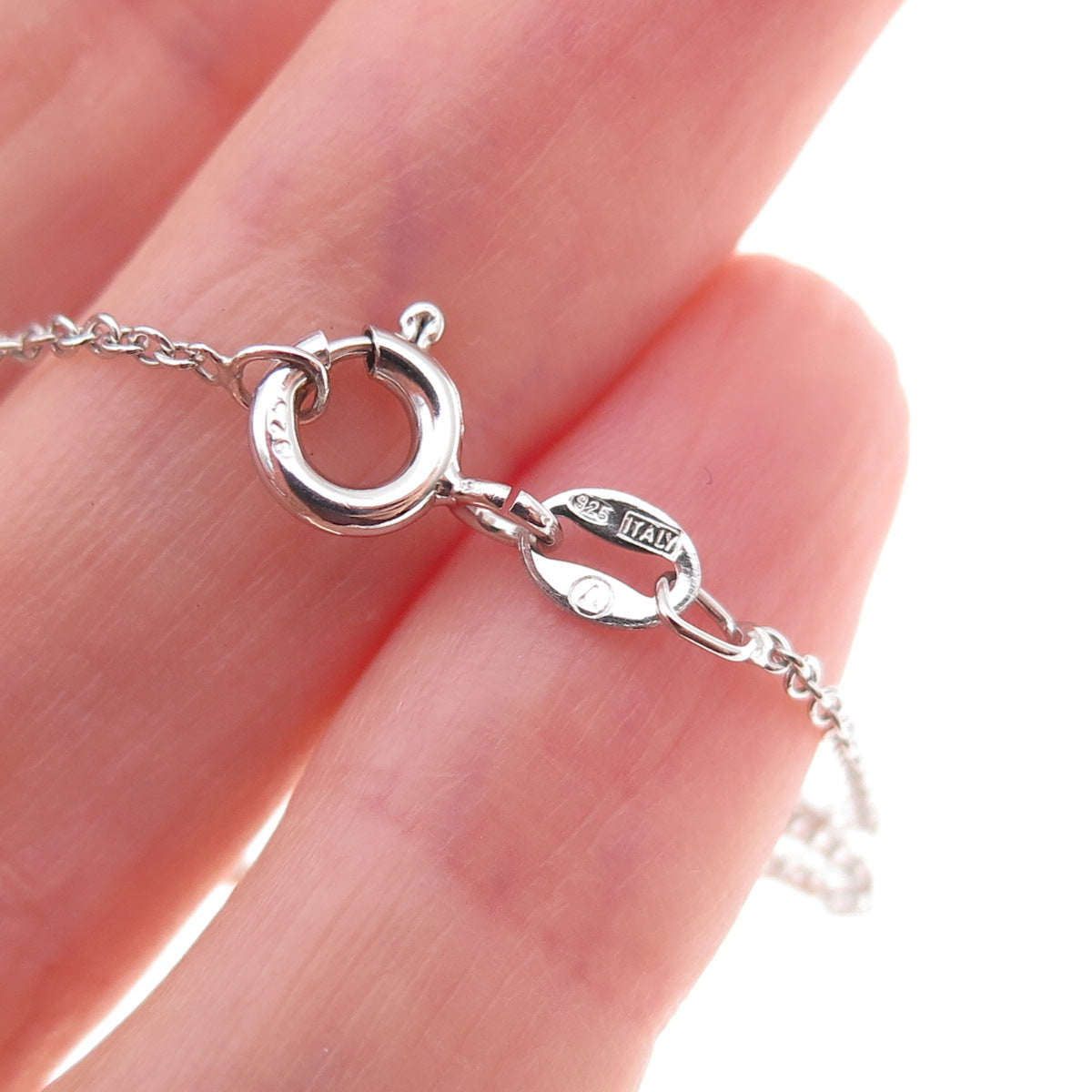 925 Sterling Silver Real Diamond Heart Baby Shoe Cable Chain Necklace 18"