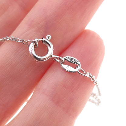 925 Sterling Silver Real Diamond Heart Baby Shoe Cable Chain Necklace 18"