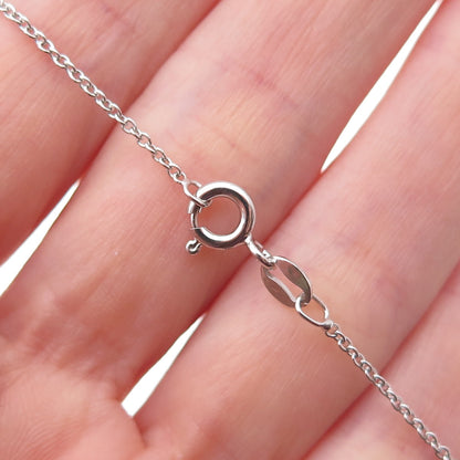 925 Sterling Silver Real Diamond Heart Baby Shoe Cable Chain Necklace 18"