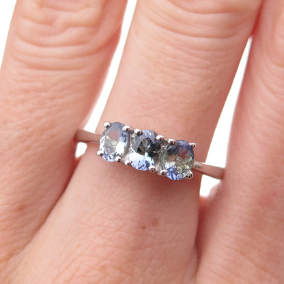 Chuck Clemency 925 Sterling Silver Real Oval-Cut Tanzanite Ring Size 8