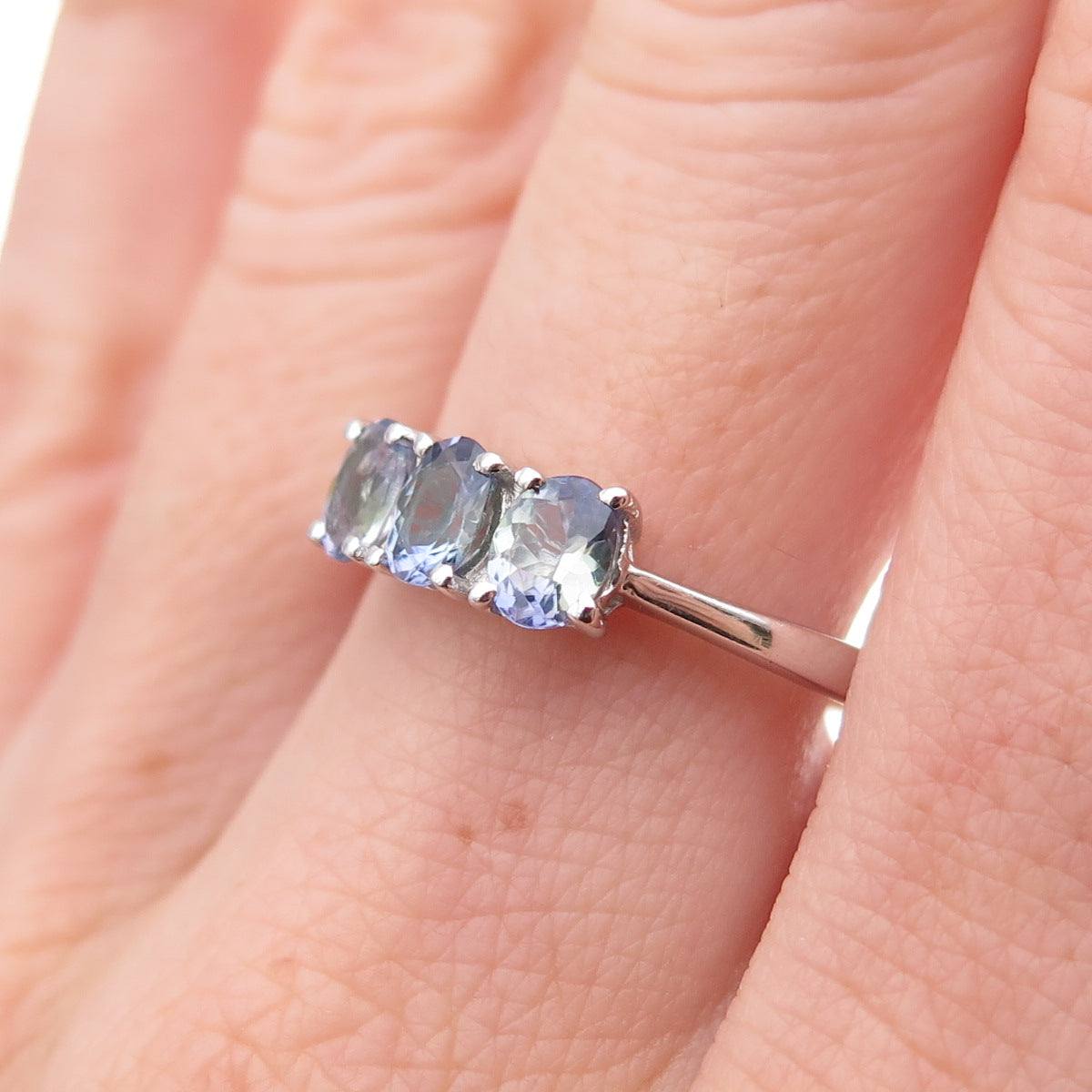 Chuck Clemency 925 Sterling Silver Real Oval-Cut Tanzanite Ring Size 8