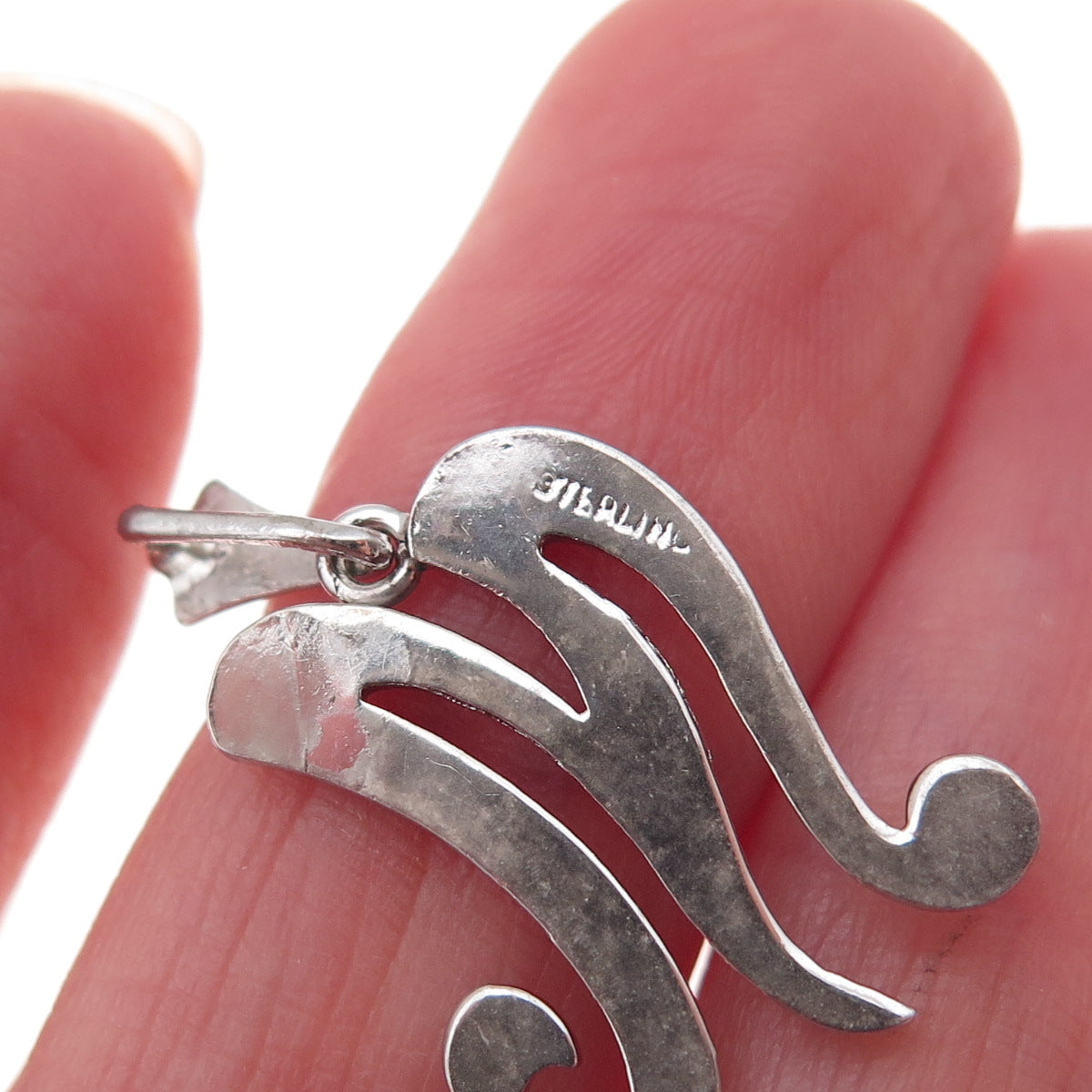 925 Sterling Antique Art Deco Real Marcasite Letter M Pendant (missing stone)