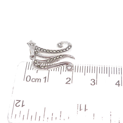 925 Sterling Antique Art Deco Real Marcasite Letter M Pendant (missing stone)