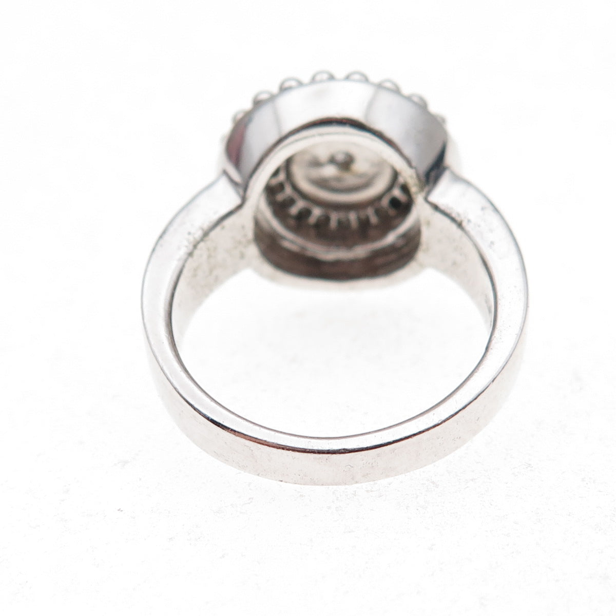 925 Sterling Silver Mexico Real Diamond Spinning Beaded Ring Size 7