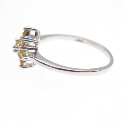 Chuck Clemency 925 Sterling Silver Real Yellow Sapphire Floral Ring Size 8