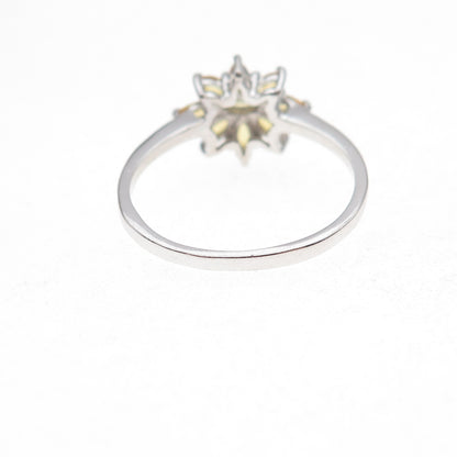 Chuck Clemency 925 Sterling Silver Real Yellow Sapphire Floral Ring Size 8
