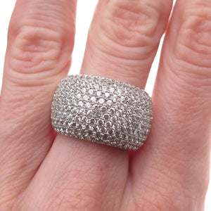 925 Sterling Silver Real Round-Cut White Topaz Pave Ring Size 7