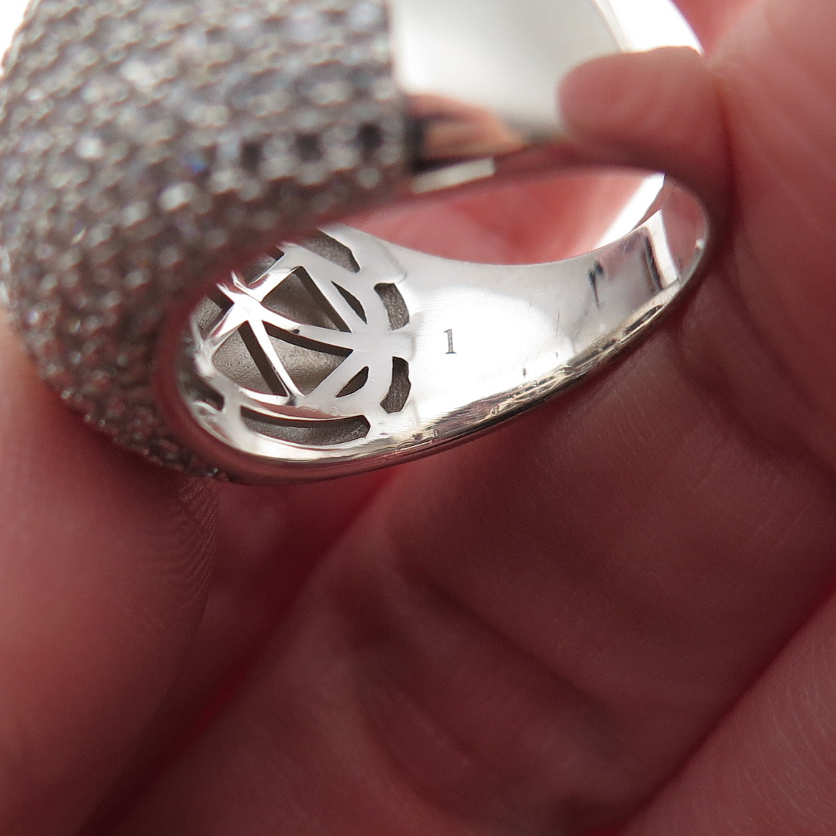 925 Sterling Silver Real Round-Cut White Topaz Pave Ring Size 7