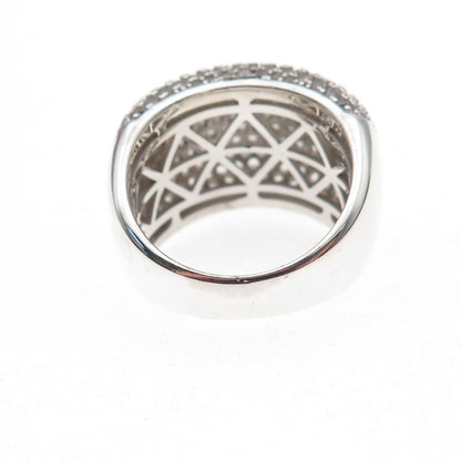 925 Sterling Silver Real Round-Cut White Topaz Pave Ring Size 7