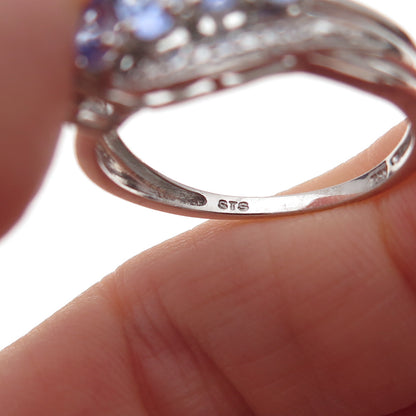 Chuck Clemency 925 Sterling Silver Real Oval-Cut Tanzanite Ring Size 8.25