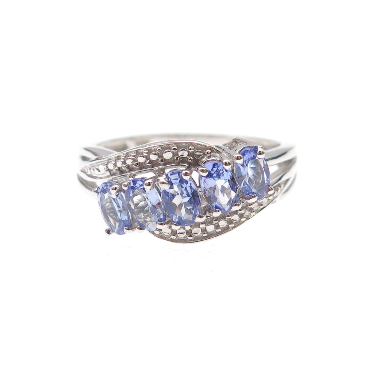 Chuck Clemency 925 Sterling Silver Real Oval-Cut Tanzanite Ring Size 8.25