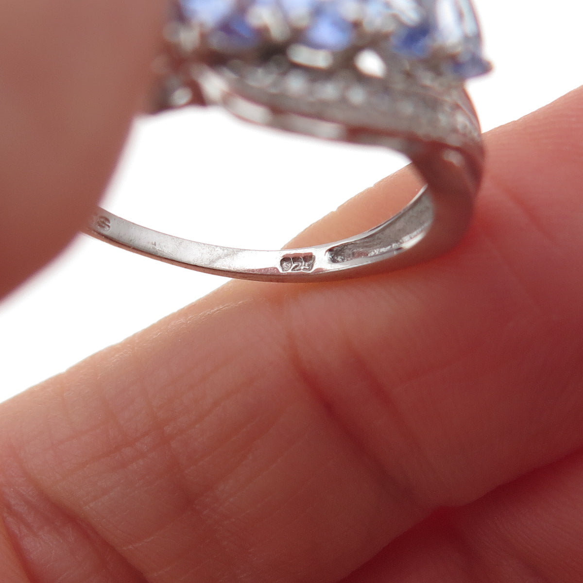 Chuck Clemency 925 Sterling Silver Real Oval-Cut Tanzanite Ring Size 8.25