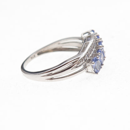 Chuck Clemency 925 Sterling Silver Real Oval-Cut Tanzanite Ring Size 8.25