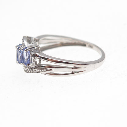 Chuck Clemency 925 Sterling Silver Real Oval-Cut Tanzanite Ring Size 8.25