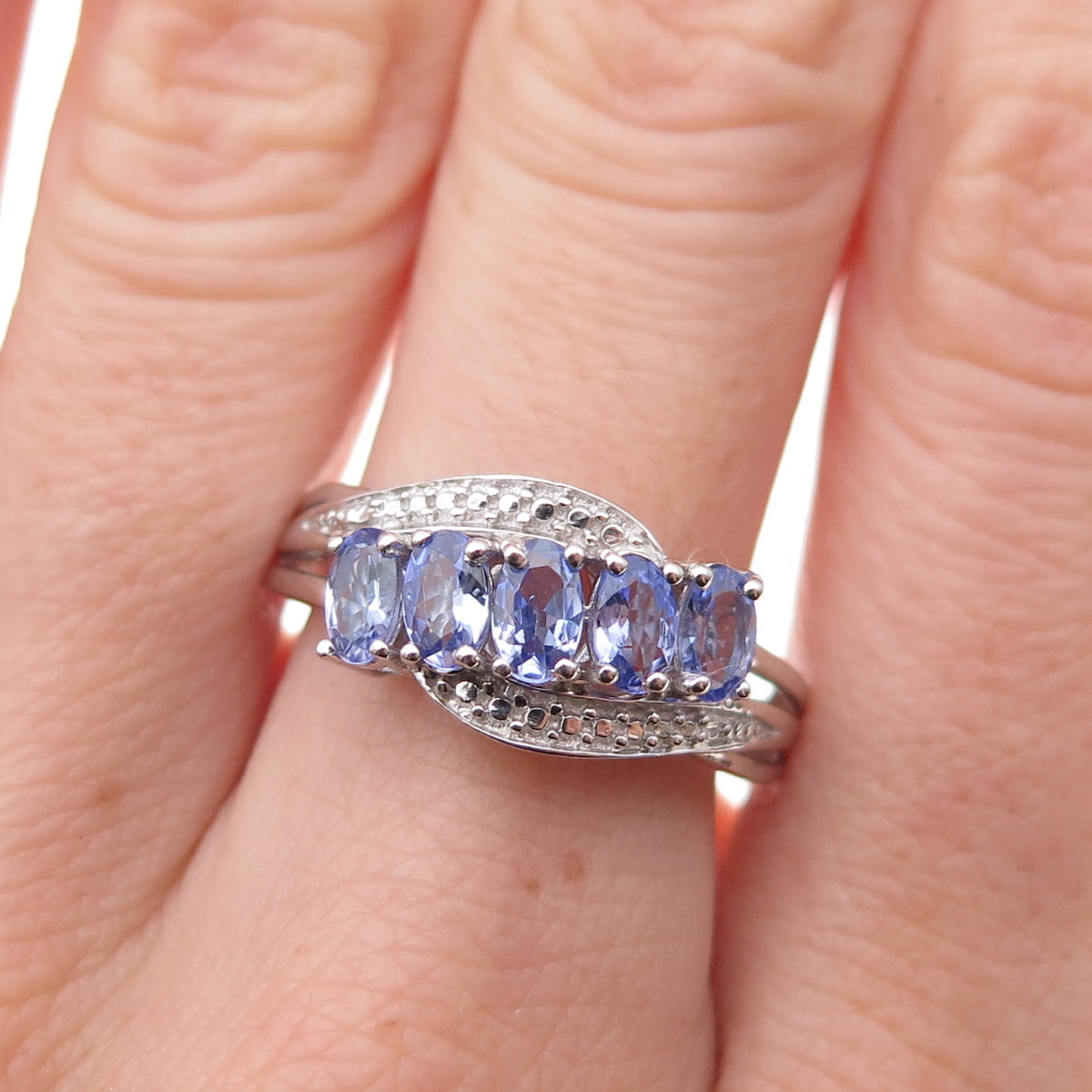 Chuck Clemency 925 Sterling Silver Real Oval-Cut Tanzanite Ring Size 8.25